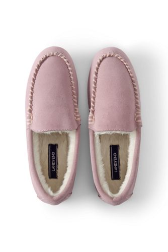 Women's Suede Moccasin Slippers with Faux Fur Lining
