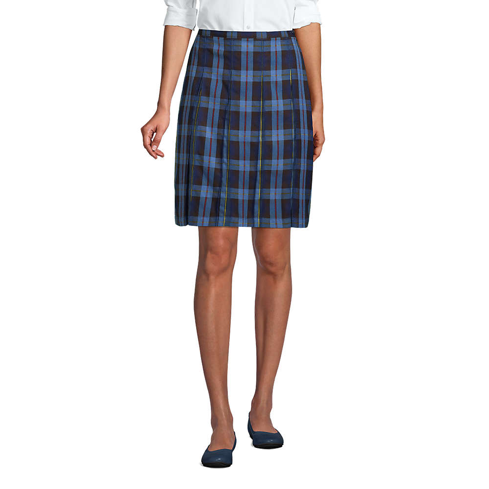 Lands' End Uniform Box Pleat Skirt Top of Knee Gray Womens Tall 14 