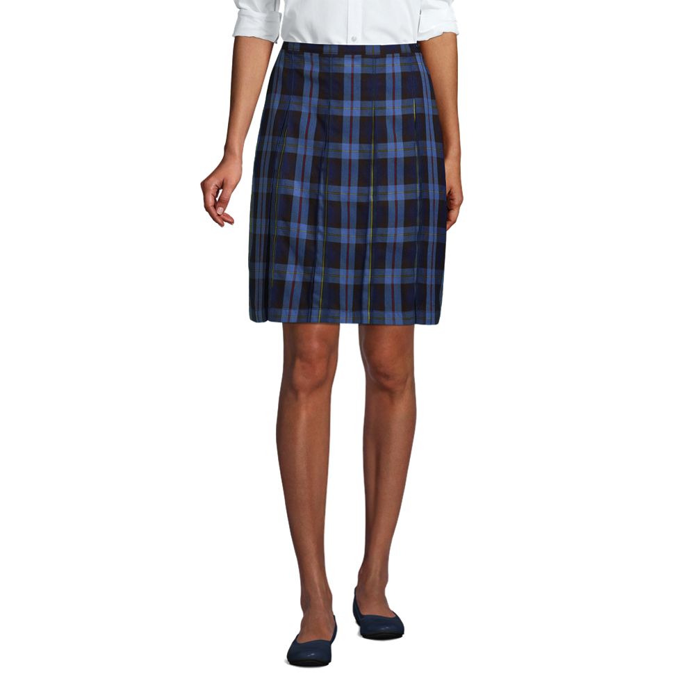 Lands end 2025 blue plaid skirt