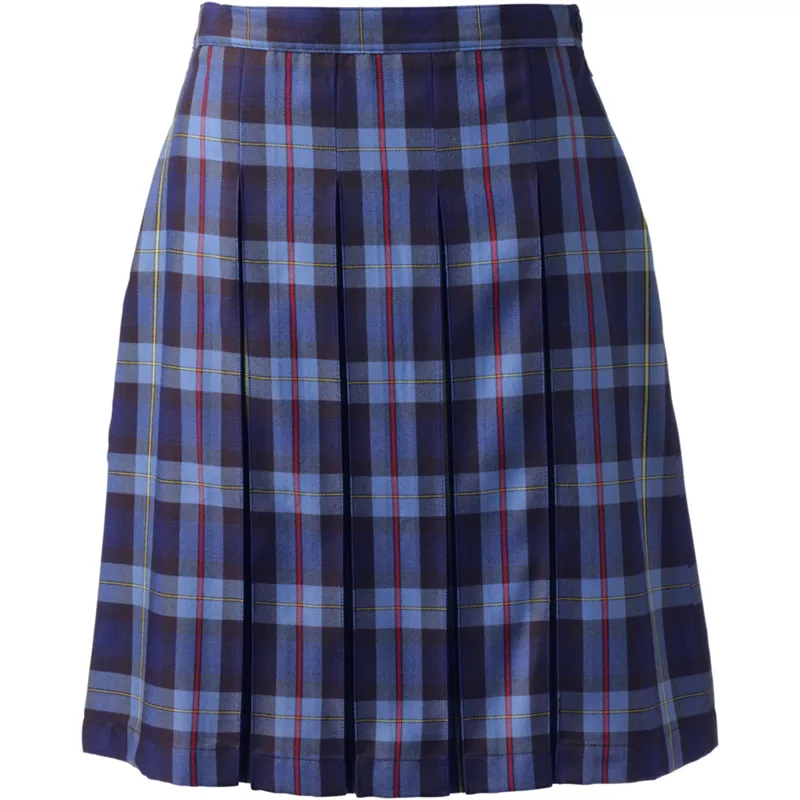 Women's Plaid Box Pleat Skirt Top of the Knee, Front