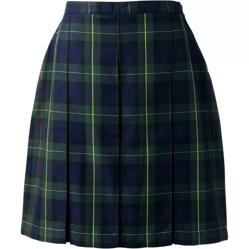 Women's Plaid Box Pleat Skirt Top of the Knee, Front