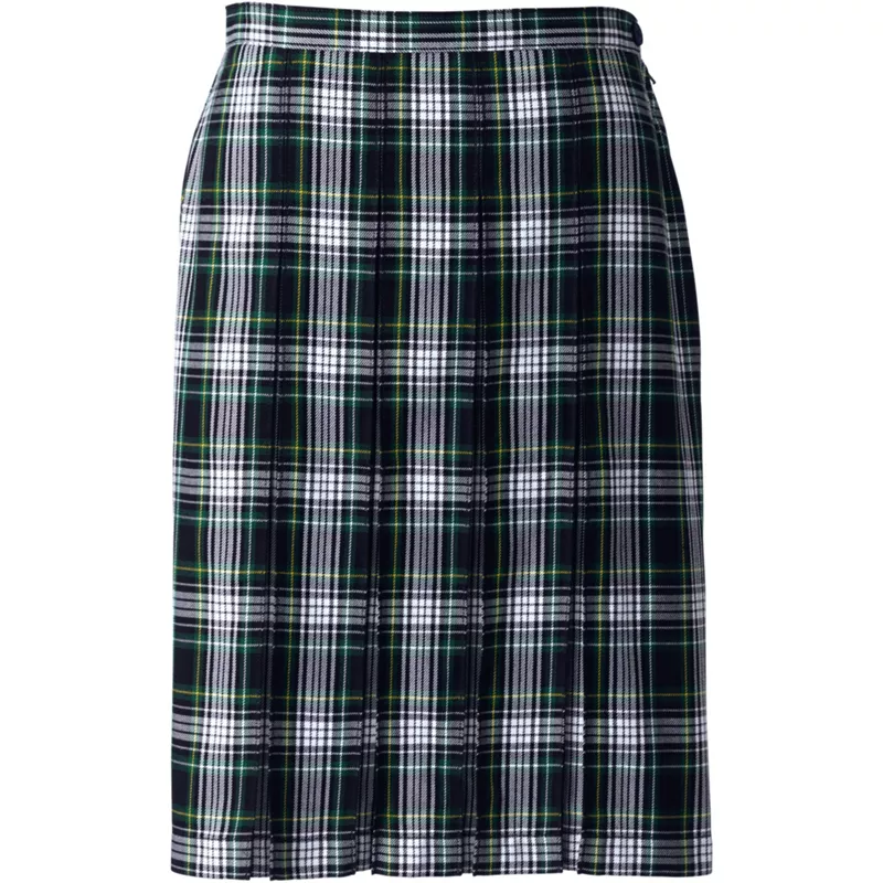Women's Plaid Box Pleat Skirt Top of the Knee, Front