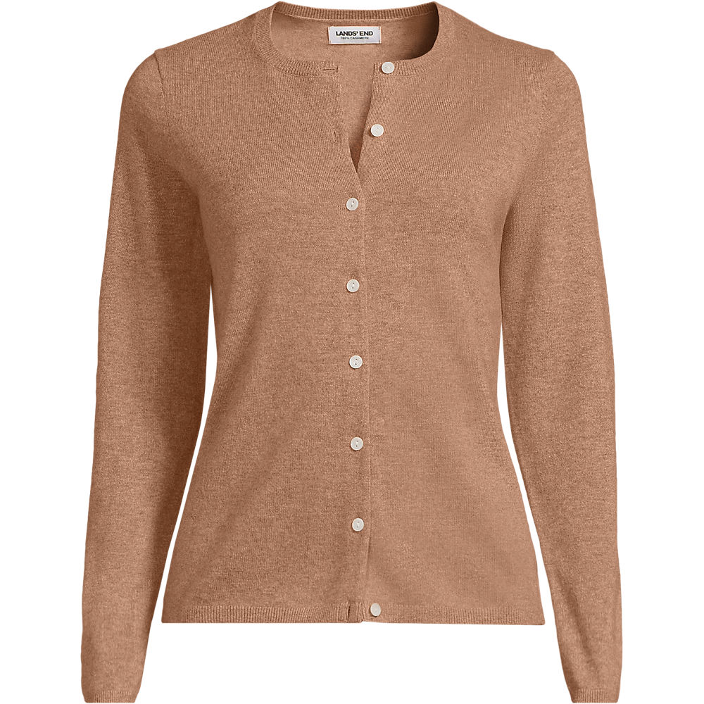 Crew Neck Cashmere Cardigan, Women, size: 2XL, plus, Misc, Cashmere, by Lands' End