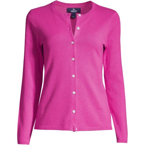 Women's Crew Neck Cashmere Cardigan Lands' End
