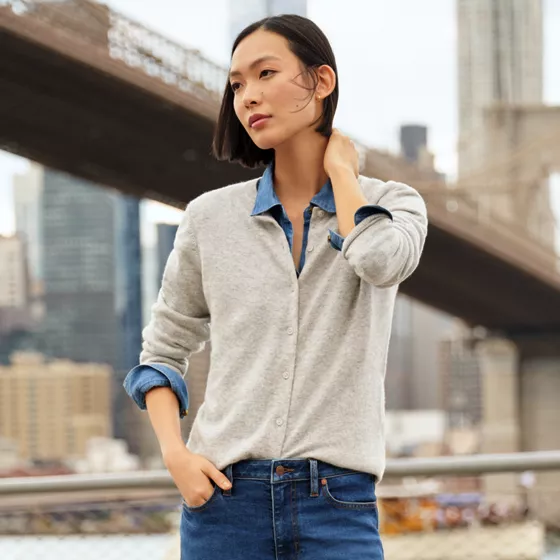Women's Tall Classic Cashmere Cardigan Sweater - primary