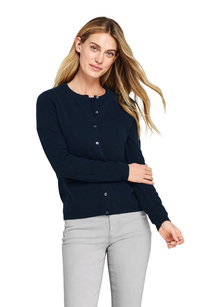 Lands' EndWomen's Petite Cashmere Cardigan Sweater Lands' End Blue