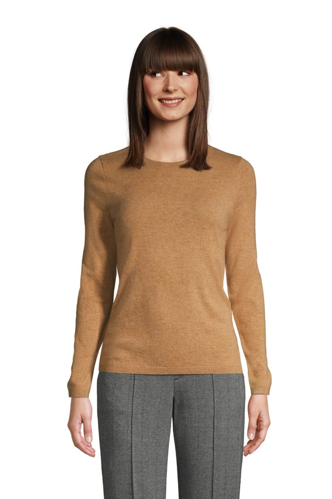 Lands' EndWomen's Petite Cashmere Crewneck Sweater Lands' End Brown
