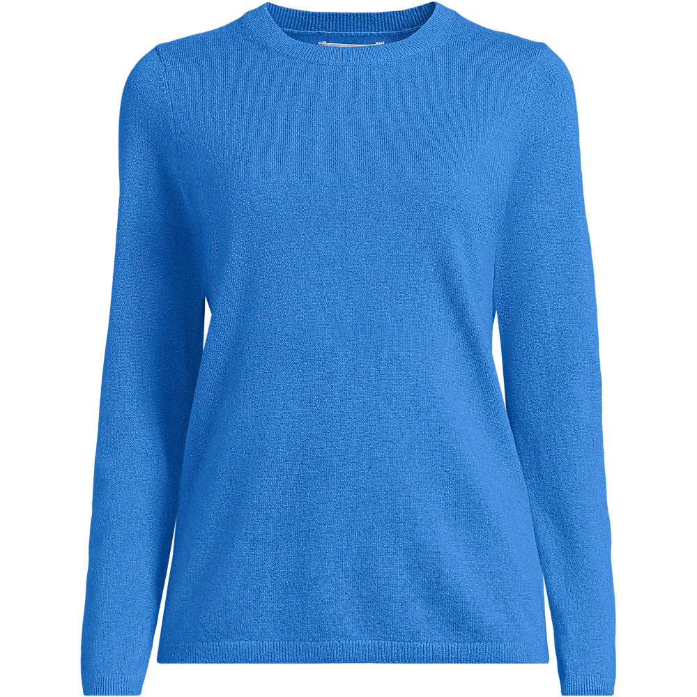 Crew Neck Cashmere Jumper, Women, size: M, regular, Blue, Cashmere, by Lands' End