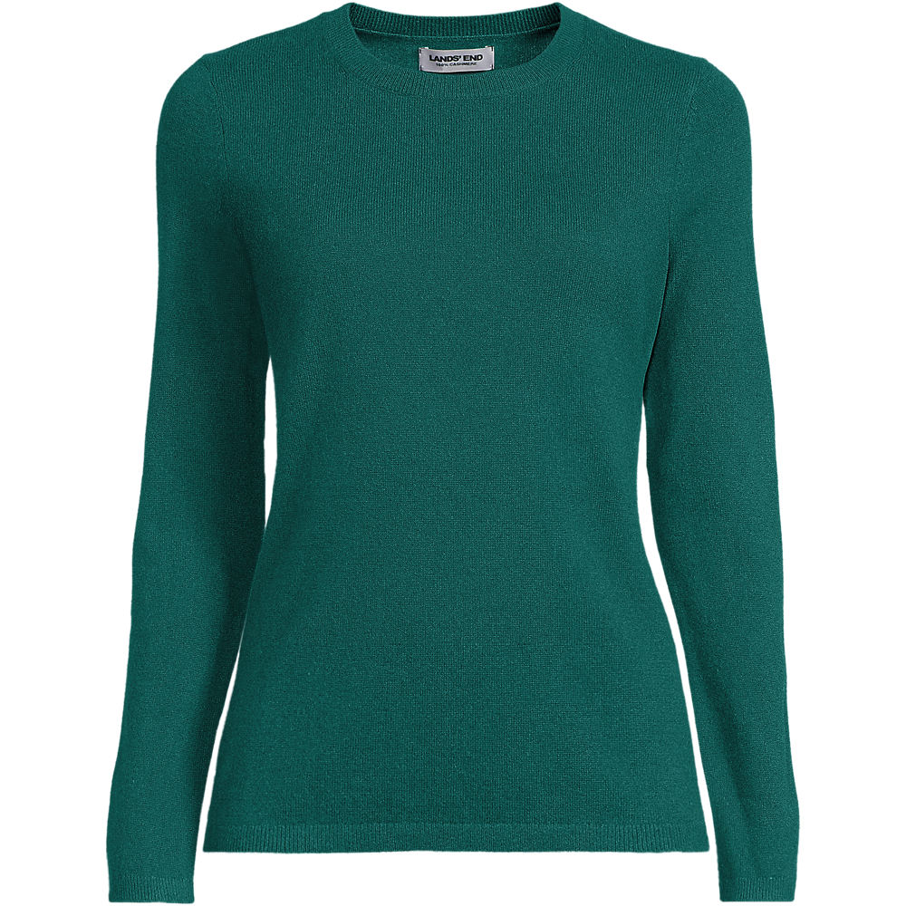 Crew Neck Cashmere Jumper, Women, size: M, regular, Green, Cashmere, by Lands' End