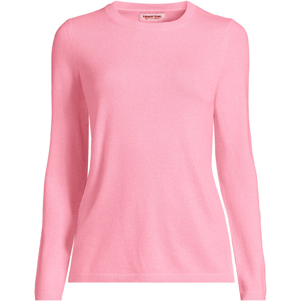 Crew Neck Cashmere Jumper, Women, size: L, petite, Pink, Cashmere, by Lands' End