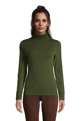 womens green polo neck jumper