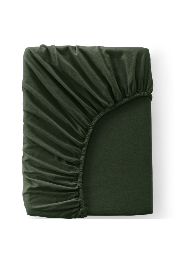 Lands' End Comfy Super Soft Cotton Flannel Fitted Bed Sheet - 5oz In Green