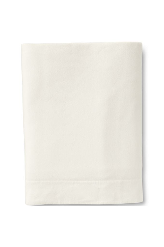 Lands' End Comfy Super Soft Cotton Flannel Flat Bed Sheet - 5oz In White