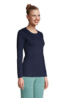 Women's Cotton Rib Long Sleeve Crewneck T-Shirt, alternative image