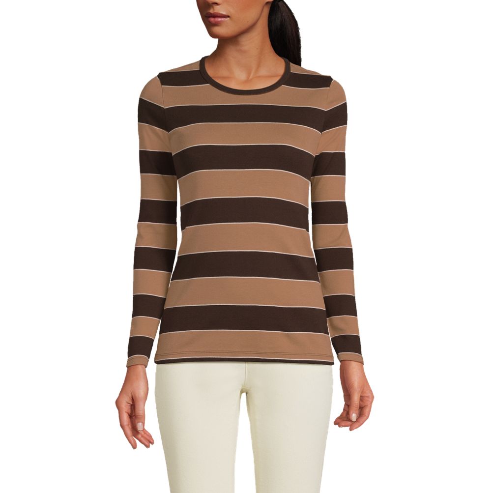 FITTED Ribbed Long Sleeve Tee in Latte - Tall Women's Shirts