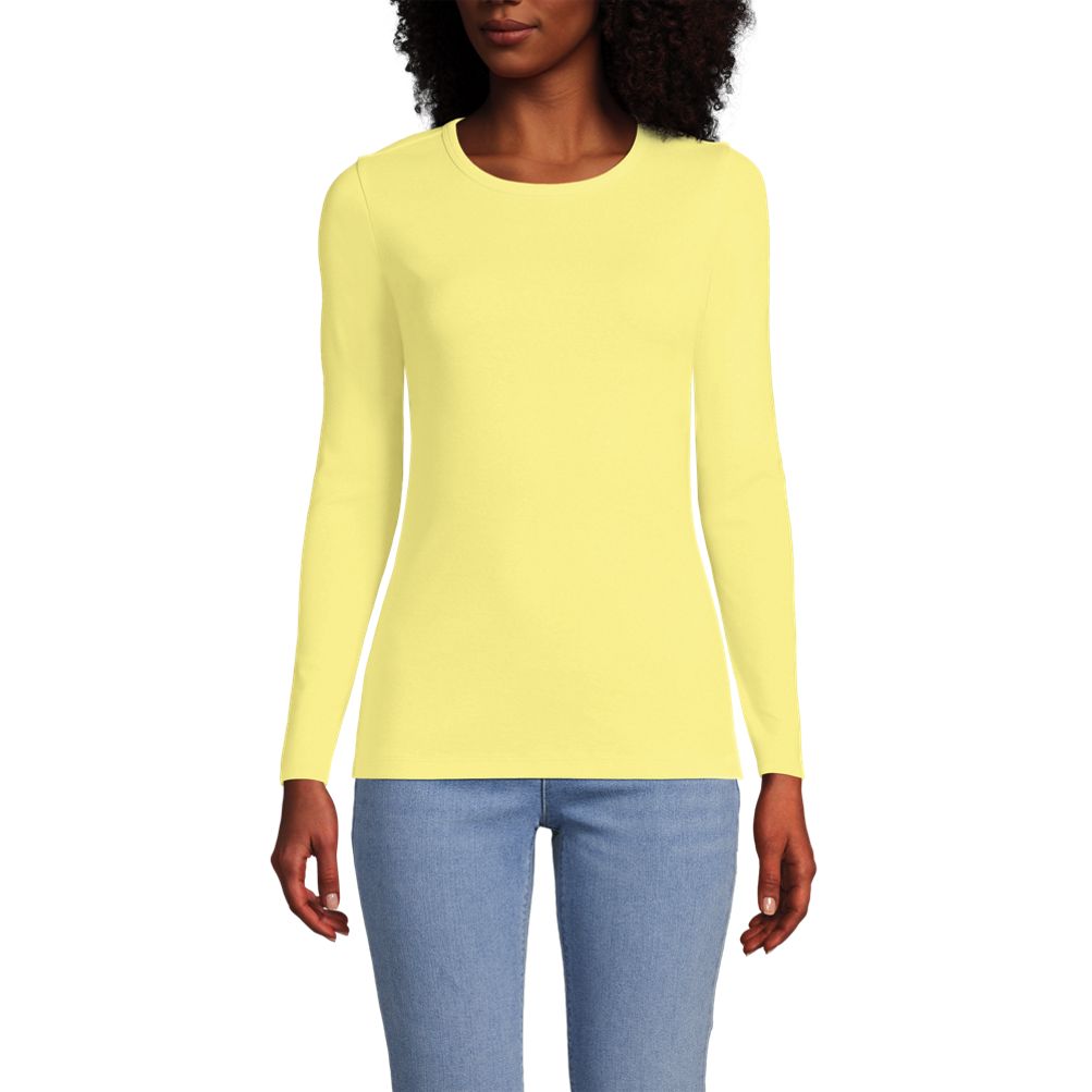 Round Neck Long Sleeve Top, Soft & Comfy Simple High Elastic Top