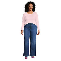 Women's Plus Size Cotton Rib Long Sleeve Crewneck T-Shirt, alternative image