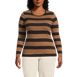 Women's Plus Size Cotton Rib Long Sleeve Crewneck T-Shirt, Front