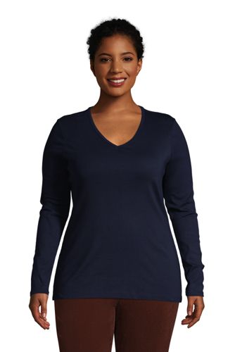 plus size long sleeve white t shirt