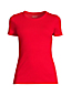 T-Shirt en Coton Finement Côtelé à Manches Courtes, Femme Stature Standard