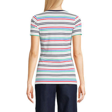 T-Shirt en Coton Finement Côtelé à Manches Courtes, Femme Stature Standard image number 1