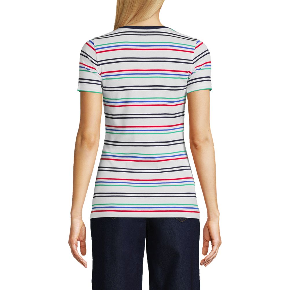 売れ筋商品|||ランズエンド カットソー トップス レディース Plus Size Drapey Rib Fitted Short Sleeve Mini T-Shirt White Women's Cotton Rib T-shirt | Lands' End