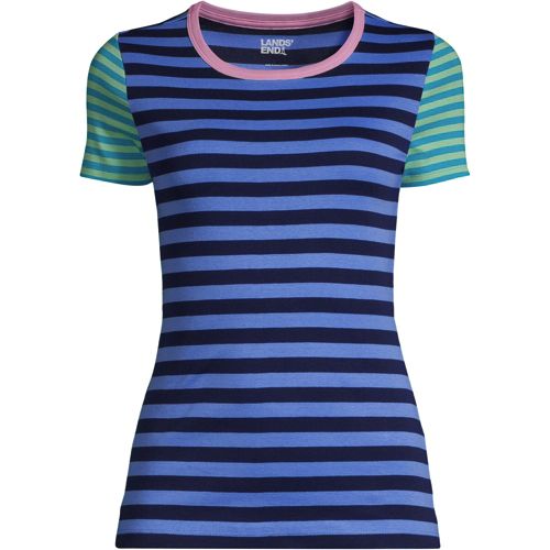 Kurzarm-Baumwollrippshirt mit Rundhalsausschnitt image number 1