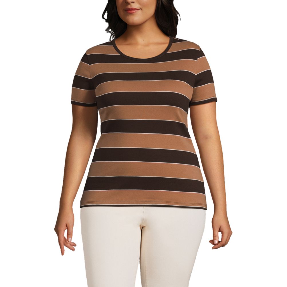 Women's Plus Size Cotton Rib Short Sleeve Crewneck T-shirt | Lands