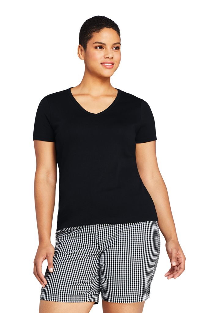 Lands' EndWomen's Plus Size All Cotton Short Sleeve VNeck TShirt