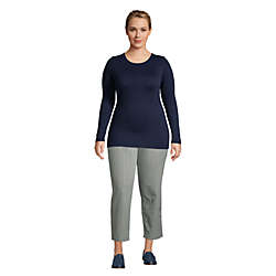 Women's Plus Size Lightweight Fitted Long Sleeve Crewneck T-Shirt, alternative image