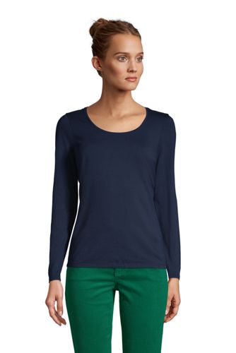 Le T-Shirt Stretch en Coton et Modal à Manches Longues, Femme Stature Standard