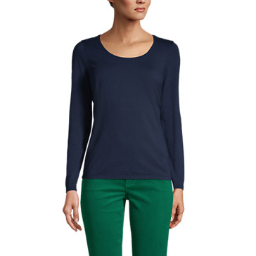 Le T-Shirt Stretch en Coton et Modal à Manches Longues, Femme Stature Standard image number 0