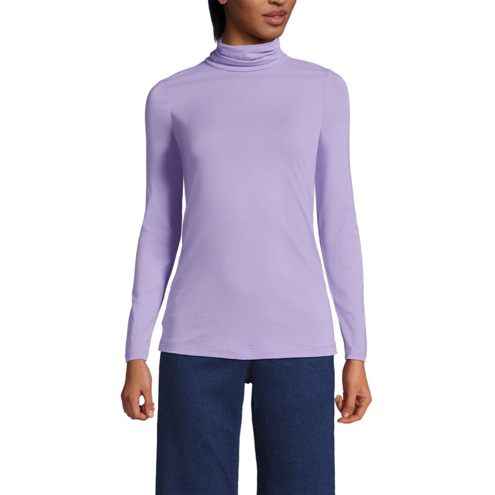 Women's Lightweight Jersey Fitted Turtleneck | Lands' End