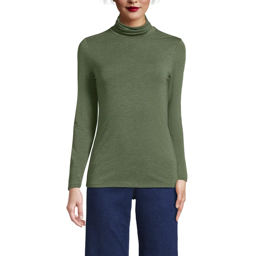 Women's Lightweight Jersey Skimming Long Sleeve Turtleneck view 2
