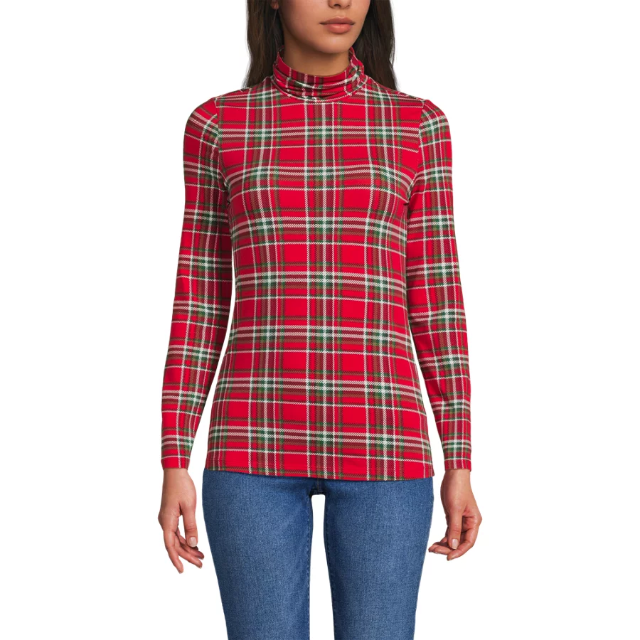 Women's Lightweight Jersey Skimming Long Sleeve Turtleneck view 1