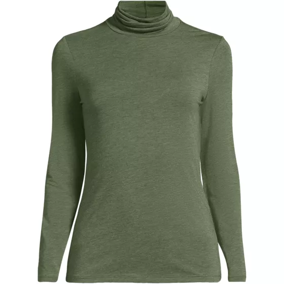 Women's Lightweight Jersey Skimming Long Sleeve Turtleneck - primary