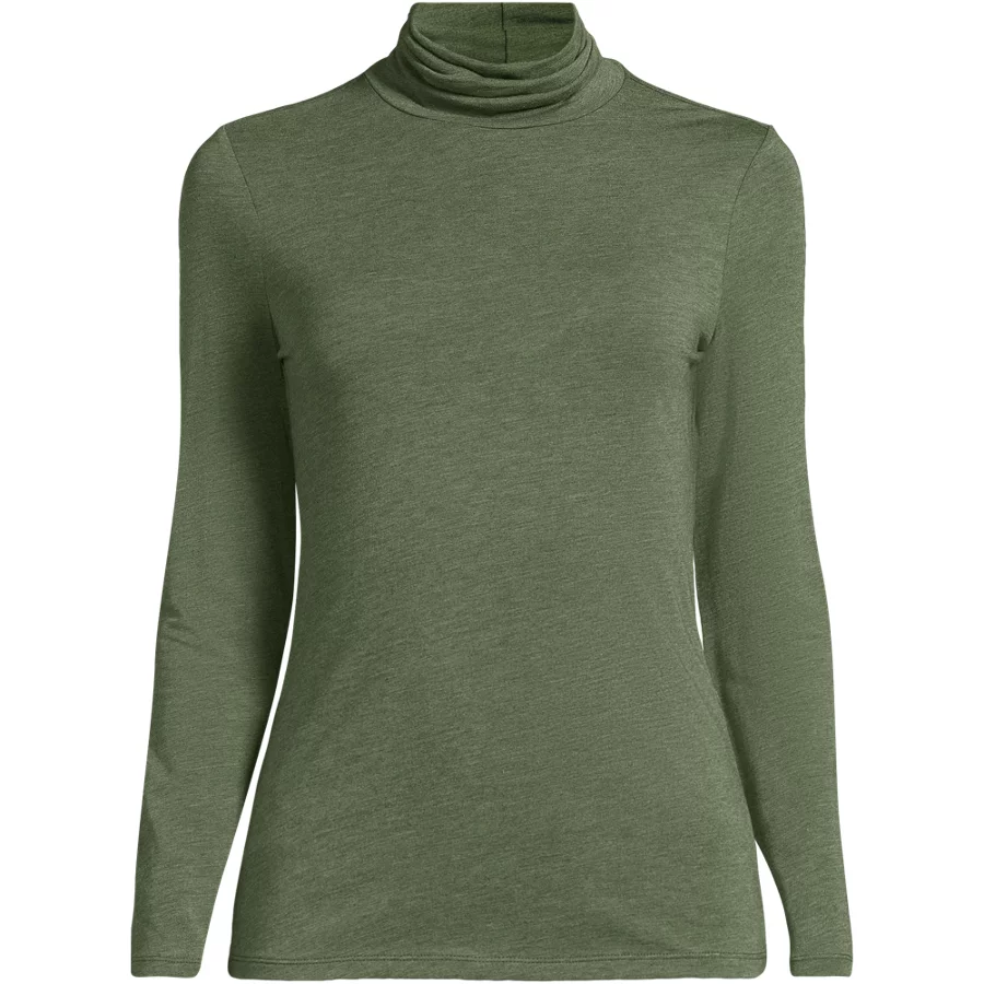 Women's Lightweight Jersey Skimming Long Sleeve Turtleneck view 3