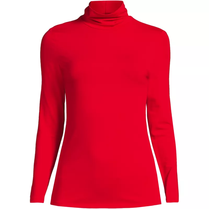 Plus Size Lightweight Jersey Long Sleeve Turtleneck, Front