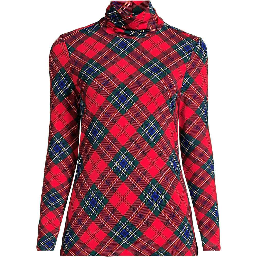 Cotton-modal Roll Neck Top, Women, size: 3XL, plus, Red, Cotton/Spandex/Cotton Modal, by Lands' End