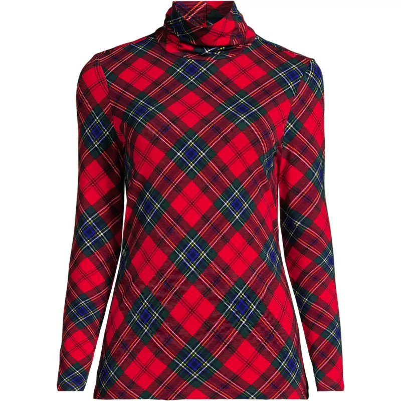 Plus Size Lightweight Jersey Long Sleeve Turtleneck, Front