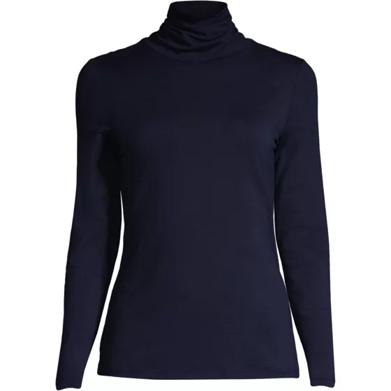 Plus Size Lightweight Jersey Long Sleeve Turtleneck - primary