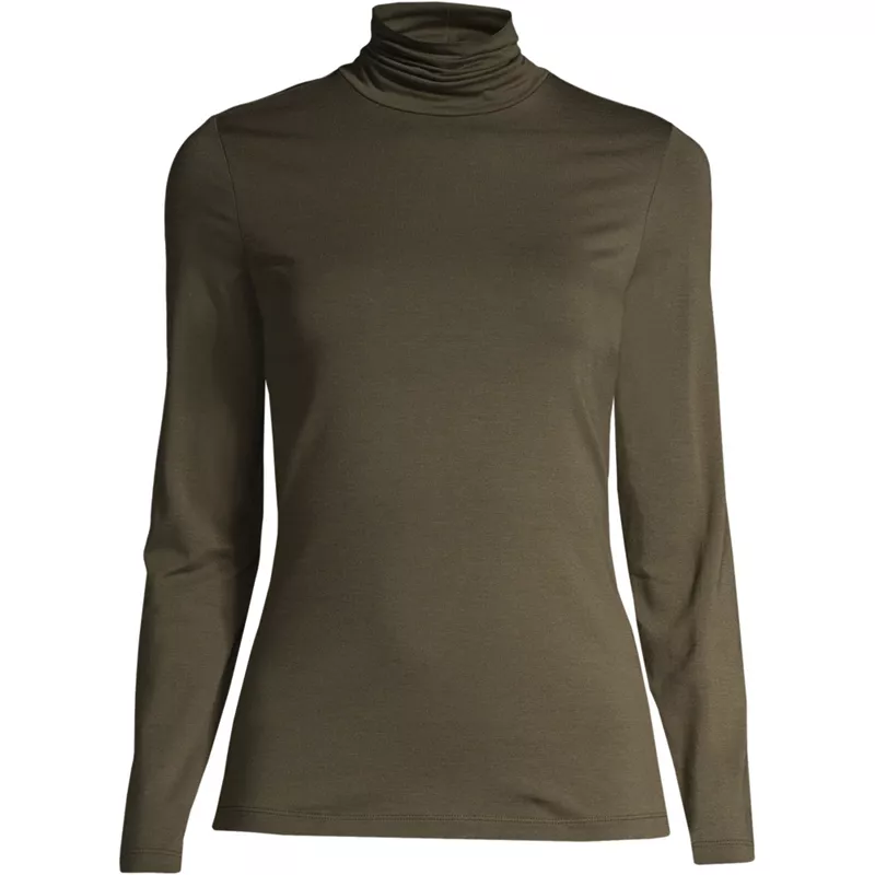 Lightweight Jersey Long Sleeve Turtleneck, Front
