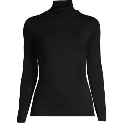 Women's Lightweight Jersey Skimming Long Sleeve Turtleneck - primary