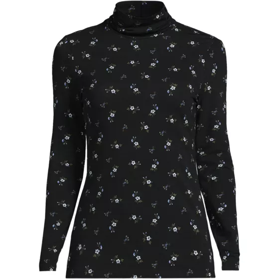 Women's Lightweight Jersey Skimming Long Sleeve Turtleneck - primary