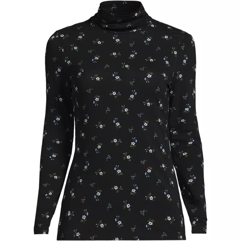 Lightweight Jersey Long Sleeve Turtleneck, Front