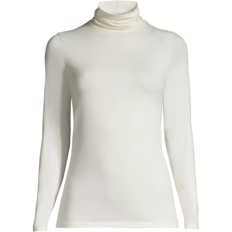Petite Lightweight Jersey Long Sleeve Turtleneck, Front