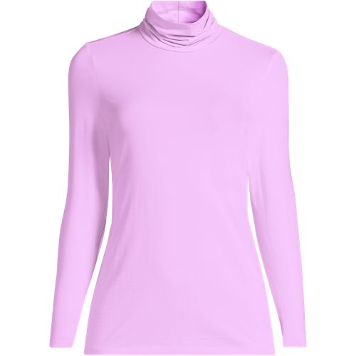 Cotton-modal Roll Neck Top, Women, size: 1XL, plus, Purple, Cotton/Spandex/Cotton Modal, by Lands' End