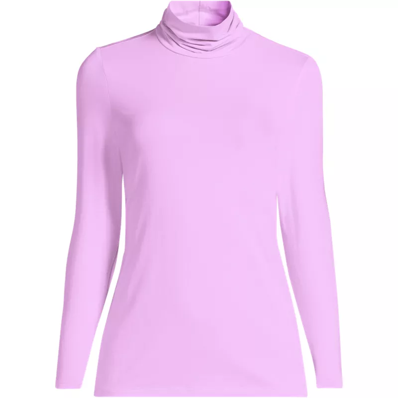Petite Lightweight Jersey Long Sleeve Turtleneck, Front