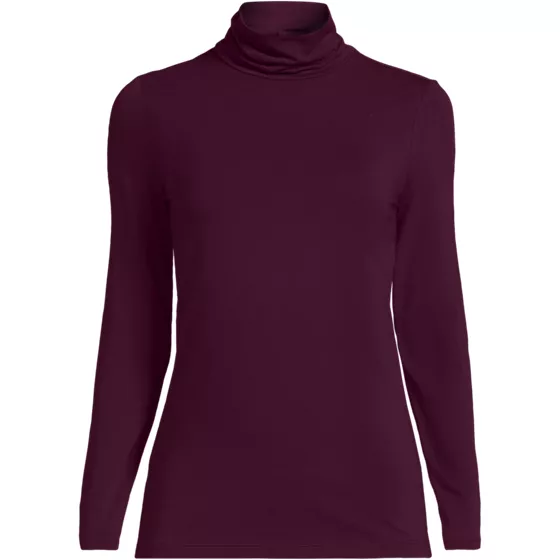 Women's Lightweight Jersey Skimming Long Sleeve Turtleneck - primary