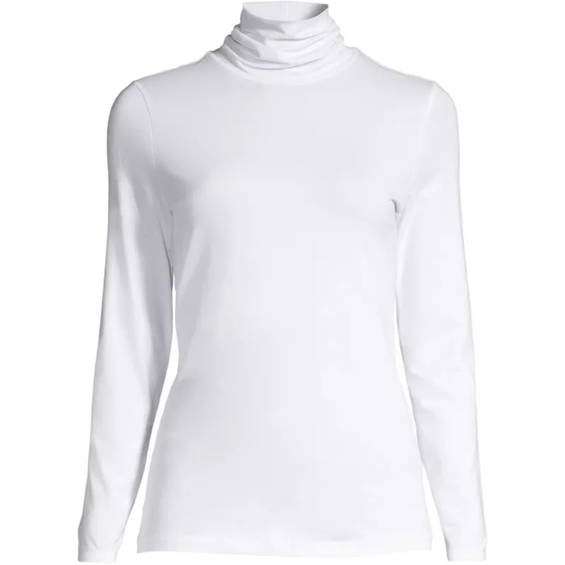 Plus Size Lightweight Jersey Long Sleeve Turtleneck, Front